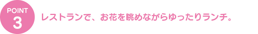 ③レストランで、お花を眺めながらゆったりランチ。