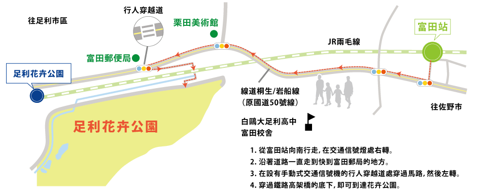 從JR兩毛線「富田」站步行約13分鐘。
