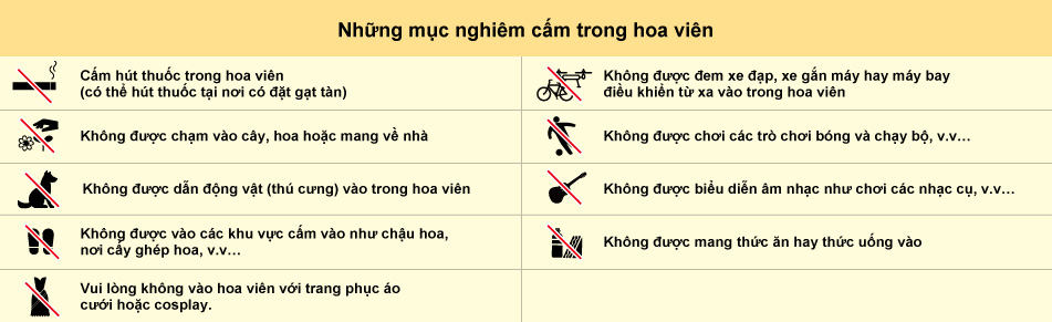 Những mục nghiêm cấm trong hoa viên